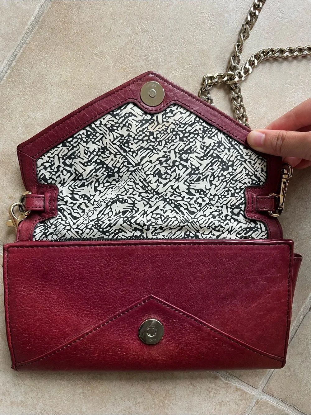 Rebecca Minkoff Red Studded Leather Crossbody with Chain Strap